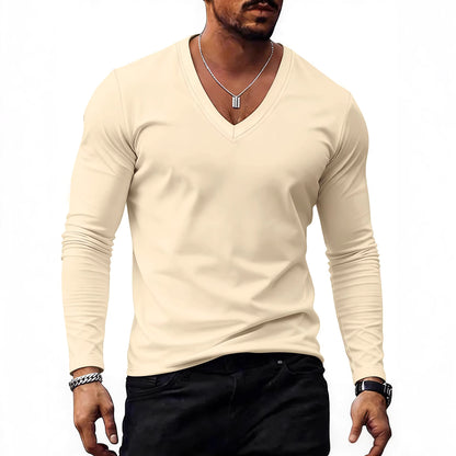 Men's Solid Colour V-Neck T-Shirt - Short Sleeve Casual Tee 7 Colours