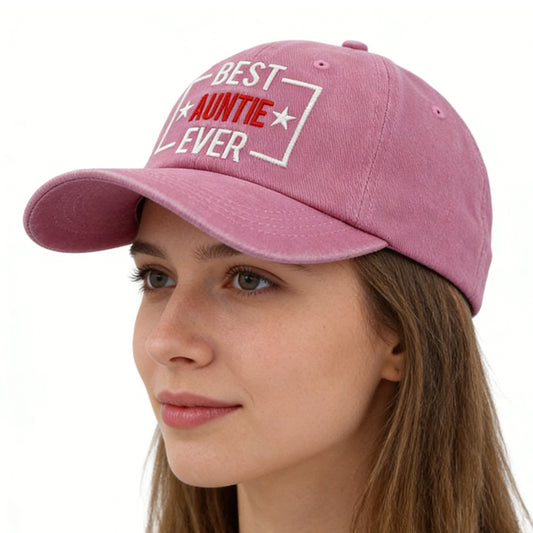 Best Auntie Ever Embroidered Baseball Cap | Adjustable Gift Hat for Women