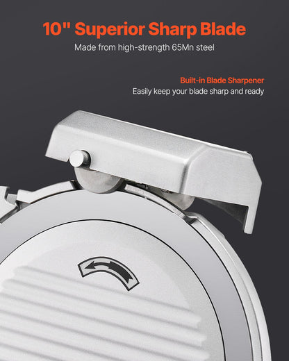 Electric Meat & Deli Food Slicer – 180W, 10" Blade, Adjustable Thickness