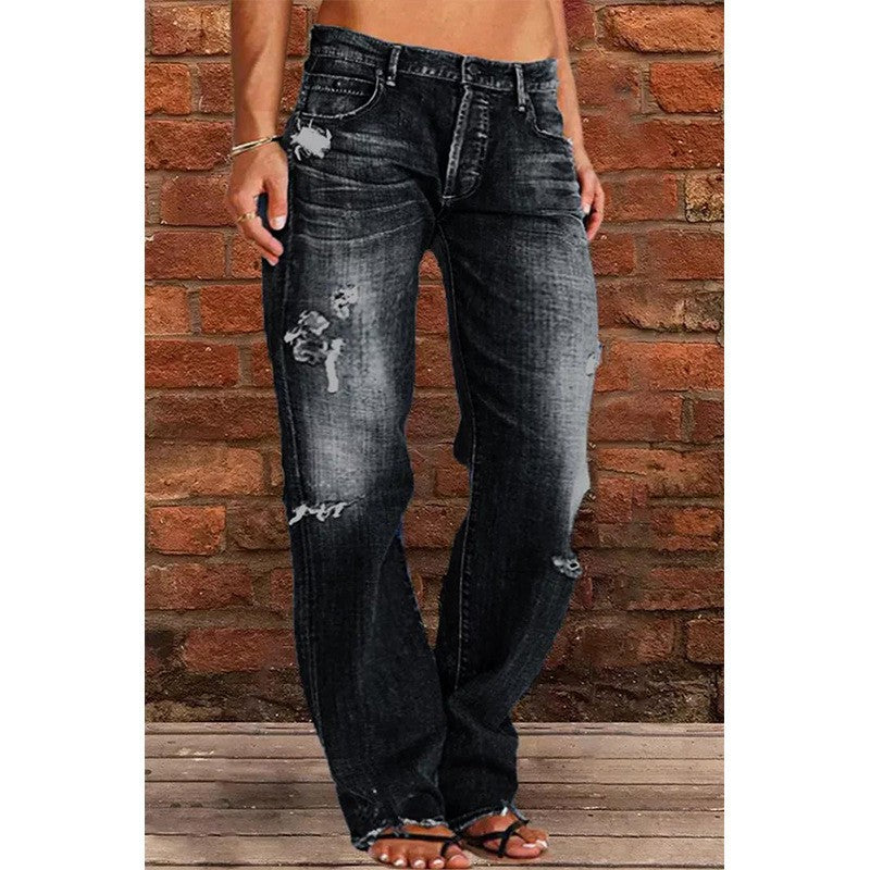 Women's High-Waist Loose Fit Jeans - Raw Hem, 10 Colours, S-5XL