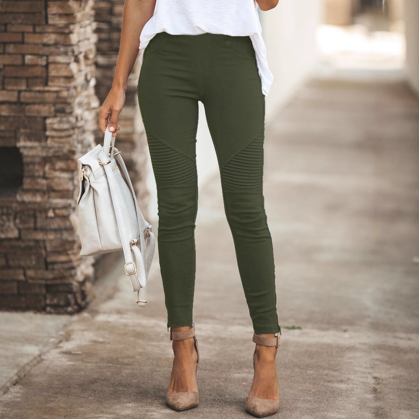 Women's Low-Rise Slim-Fit Cotton Stretch Trousers | 10 Colours | S-5XL