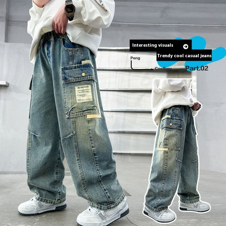Boys Denim Straight-Leg Jeans | Lightweight Mid-Rise | Heights 120-170cm
