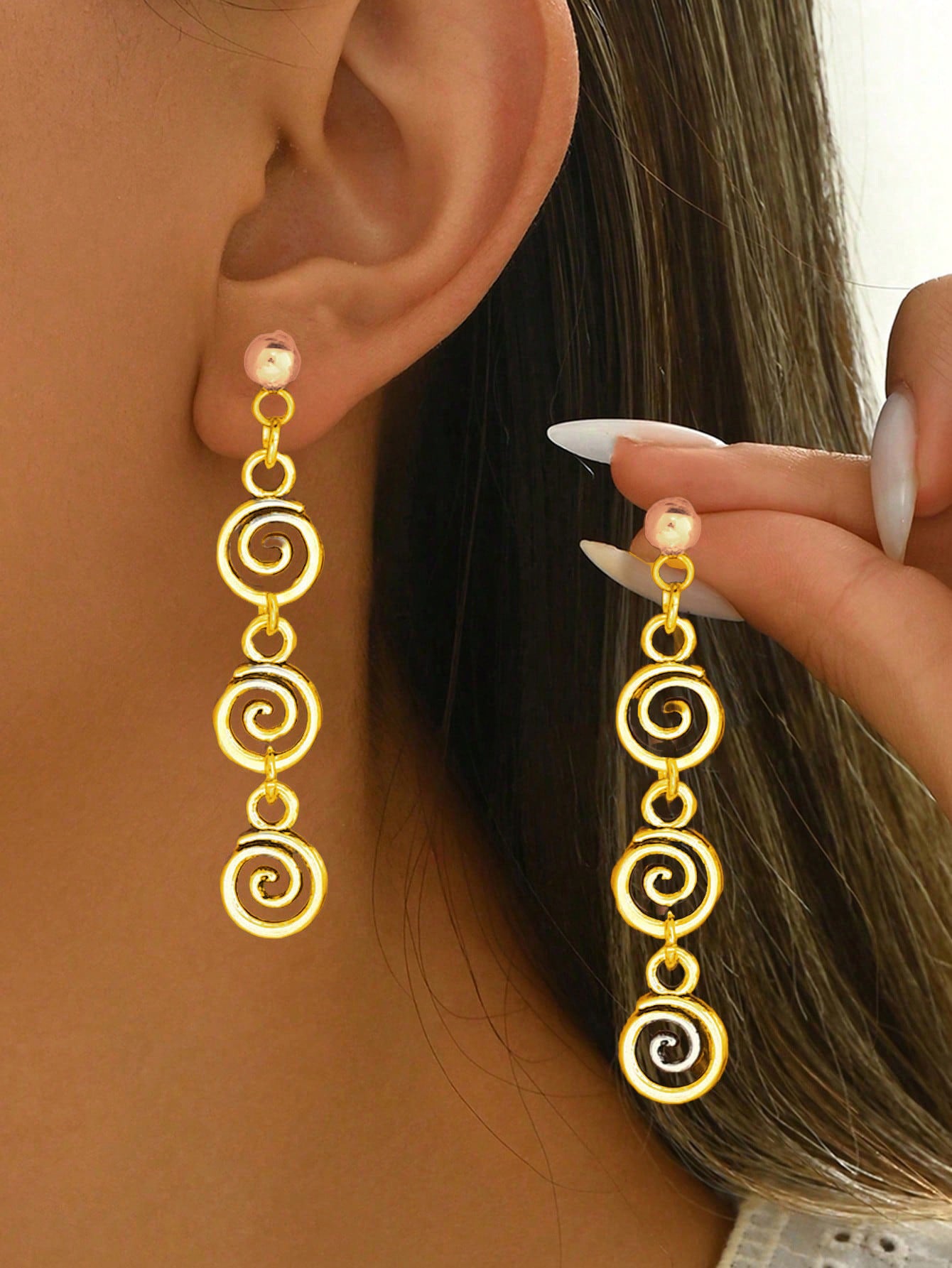 Retro Spiral Coil Earrings | Geometric Alloy Statement Earrings