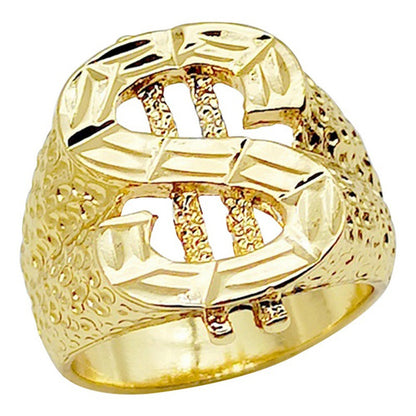 Men's Alloy Gold Dollar Sign Ring – Hip Hop Personalised Statement Band