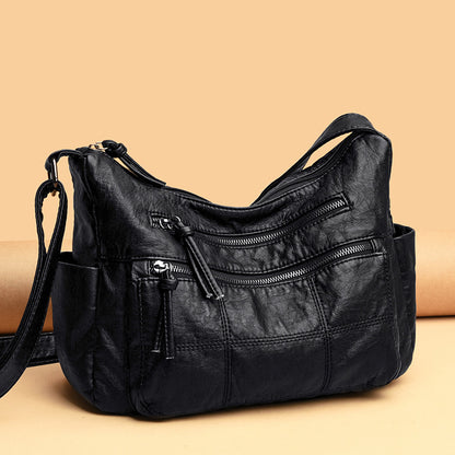Women's PU Crossbody Shoulder Bag | 3D Pocket | Black, Caramel, Grey & Red