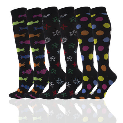 Nylon Novelty Pattern Calf Compression Socks 12 Designs S/M L/XL