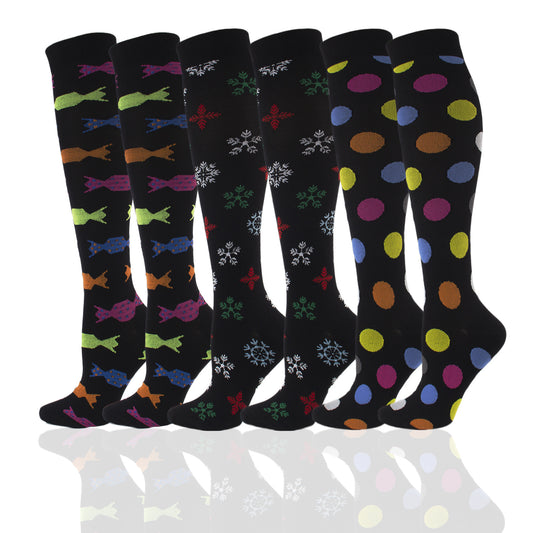 Nylon Novelty Pattern Calf Compression Socks 12 Designs S/M L/XL
