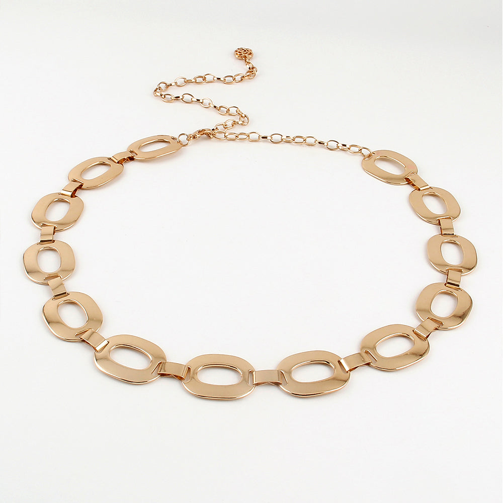 Women's Gold Waist Chain Belt – Hollow-Out Alloy Body Jewellery