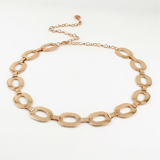 Women's Gold Waist Chain Belt – Hollow-Out Alloy Body Jewellery