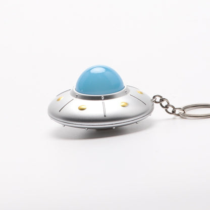 Light-Up Sound Flying Saucer Keychain | Luminous Plastic Pendant | 4 Colours