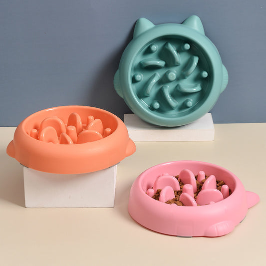 Slow Feeder Dog Bowl | Anti-Gulping Bone Pattern Puzzle Bowl