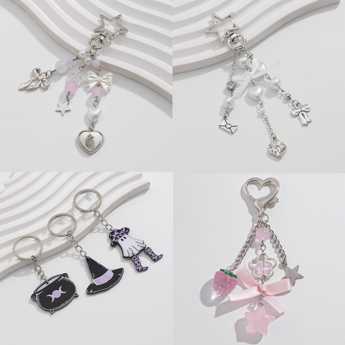 Strawberry & Fruit Charm Keychain | Cute Gift