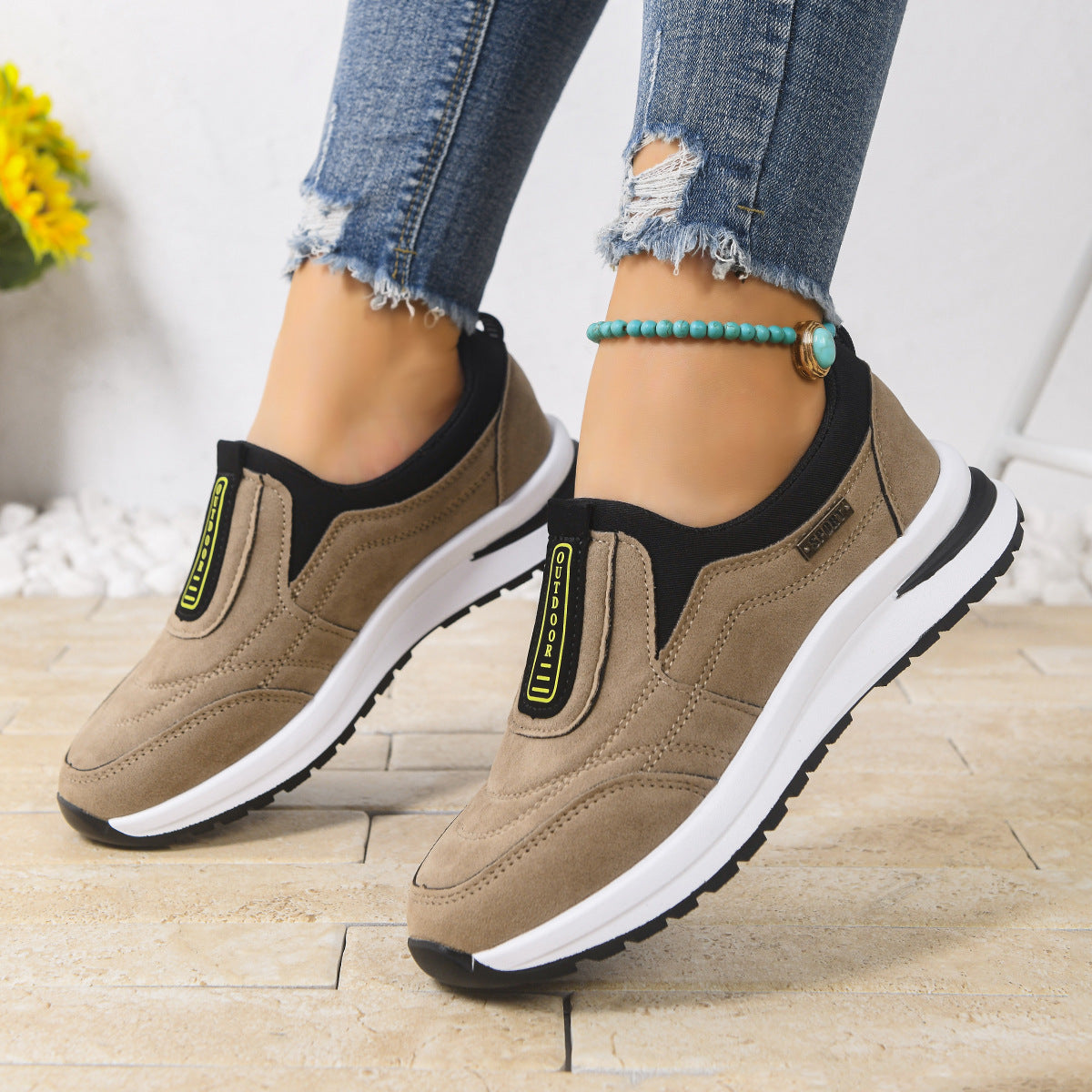 Women's Slip-On Chunky Heel Shoes | Suede | Height Increasing | EU 36-43