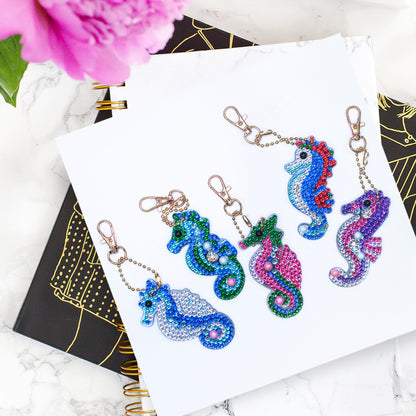 Diamond Painting Seahorse Keychain Pack of 5