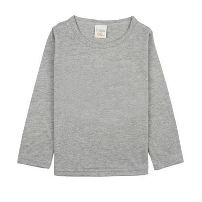 Kids Solid Colour Long Sleeve Cotton T-Shirt – 8 Colours