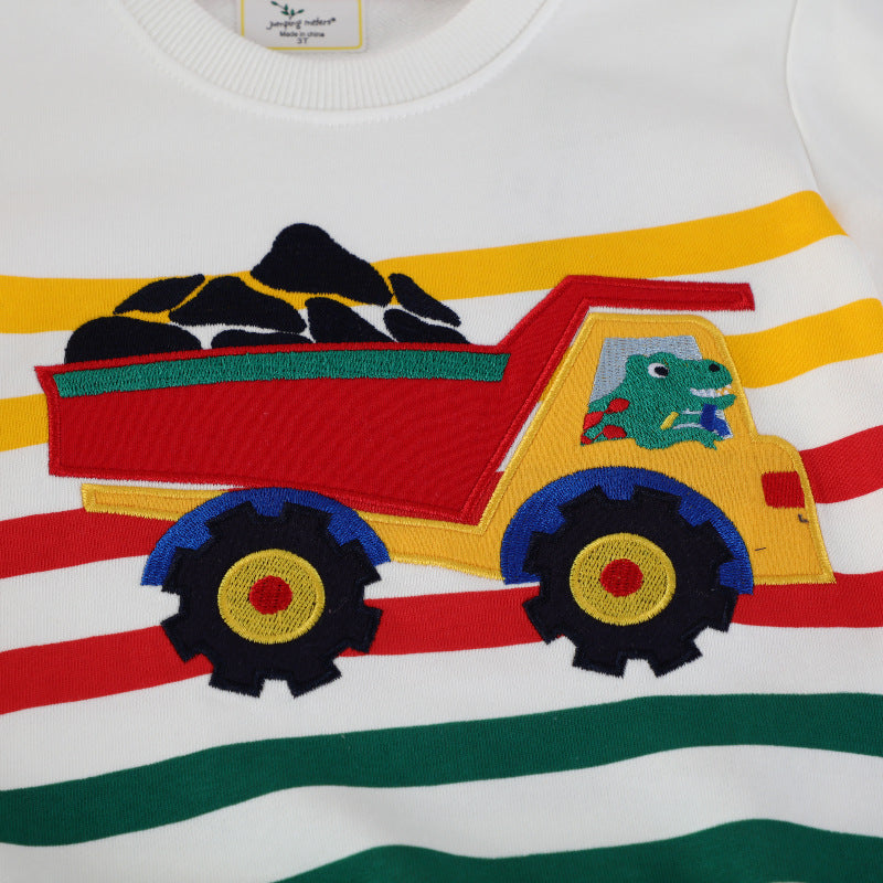 Boys Excavator Cartoon Hoodie Sweatshirt | Ages 2–7