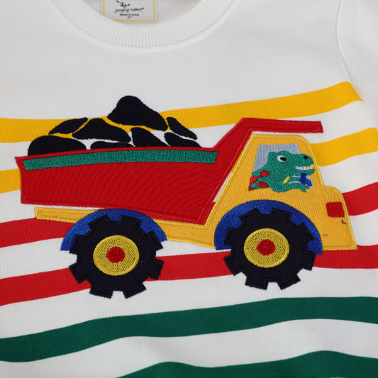 Boys Excavator Cartoon Hoodie Sweatshirt | Ages 2–7