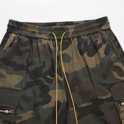 Men's Washed Camo Multi-Pocket Workwear Shorts