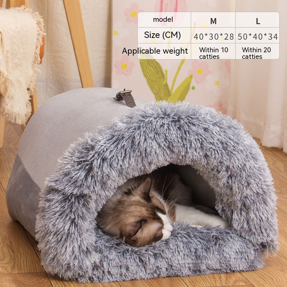 Portable Plush Pet Bed – Warm Nest for Dogs & Cats | 6 Colours | Sizes M & L