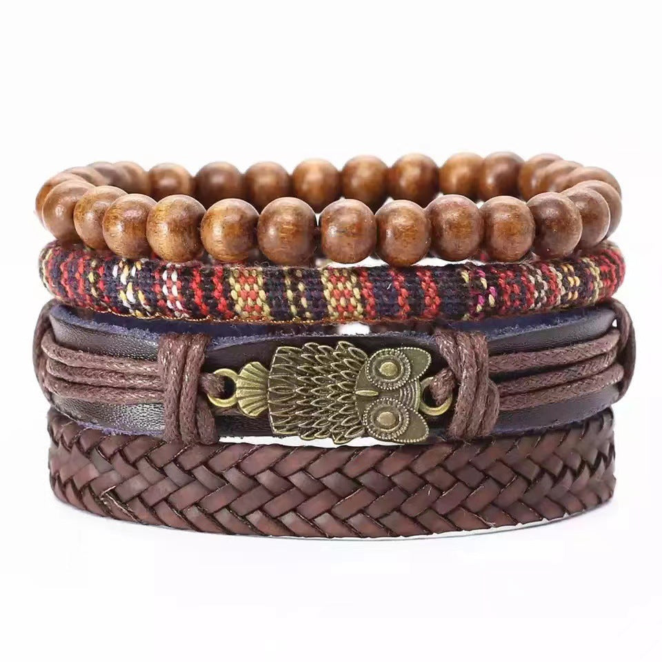 Men's Vintage Leather Bracelet – Woven & Knitted Styles, 30 Designs