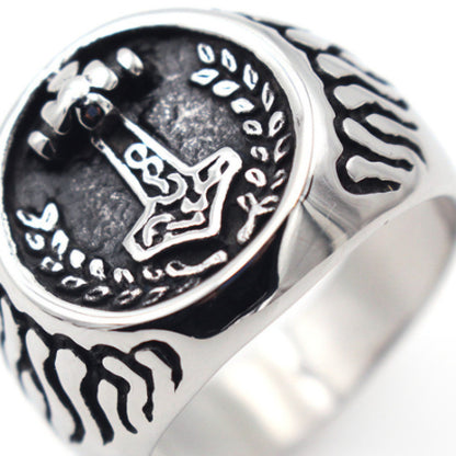 Unisex Alloy Flame & Wheat Ring – Silver Electroplated Boho Statement Band