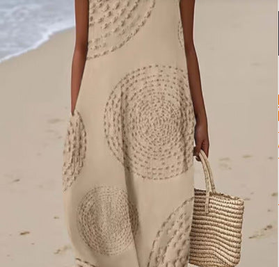 Women's Sleeveless Geometric Print Midi Dress