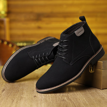Men's British-Style High-Top Suede Martin Boots – Pointed Toe | EU 39–48