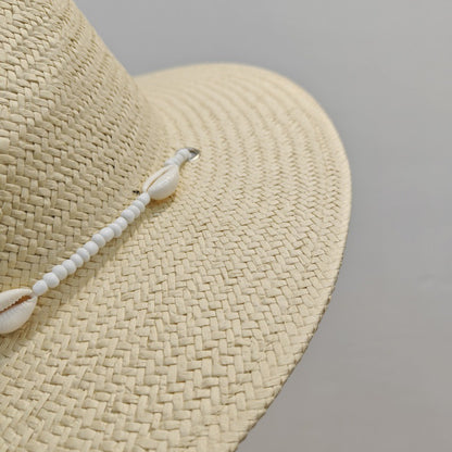 Women's Papyrus Conical Sun Hat with Shell Chain | Bohemian Summer Hat