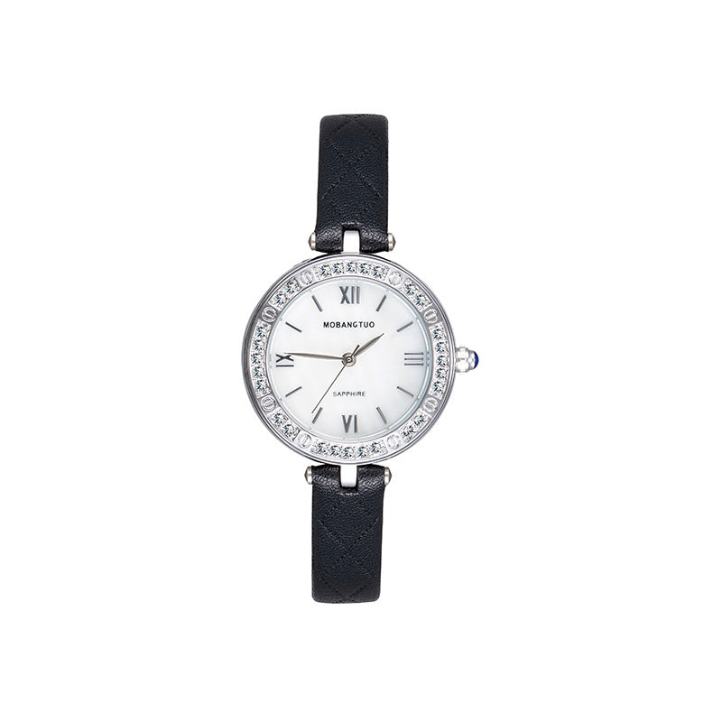 Women's Mineral Glass Quartz Watch | Roman & Diamond Dial