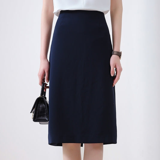 Women's Wrinkle-Resistant Zip Midi Skirt