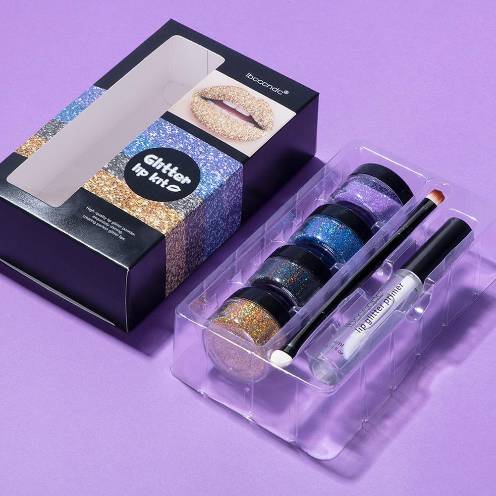 Glitter Lip Gloss Kit with Primer & Applicator