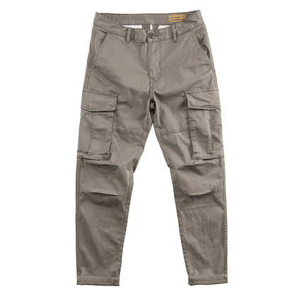Men's Multi-Pocket Cropped Cotton Work Trousers
