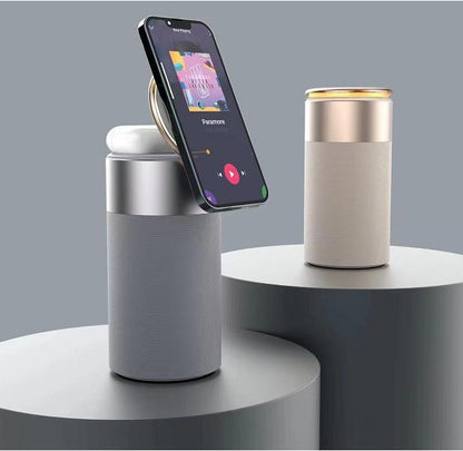 4-in-1 Bluetooth 5.0 Speaker | Qi Wireless Charger | Touch Lamp | Phone Holder