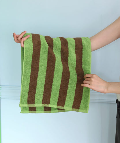 Wide Stripe Combed Cotton Towel | Retro Mori Style | 4 Colours | S, L or Set