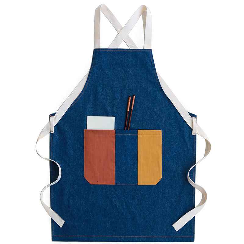 Baking & Art Apron – Unisex Kitchen & Craft Apron in Yellow, Blue & Brick