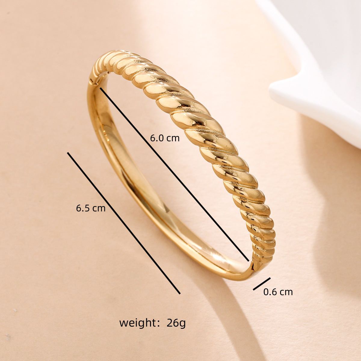 18K Gold Wave Bracelet | French Retro Diamond-Encrusted Titanium Steel Bangle