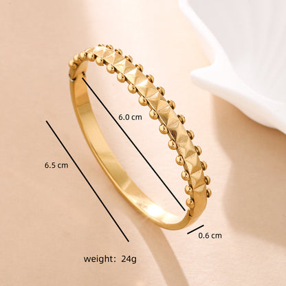 18K Gold Wave Bracelet | French Retro Diamond-Encrusted Titanium Steel Bangle