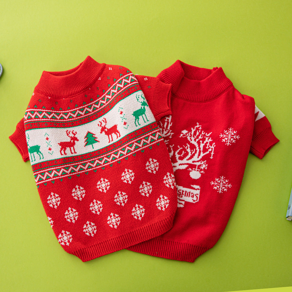 Christmas Dog Sweater | Knitted Elk & Christmas Tree | 6 Sizes
