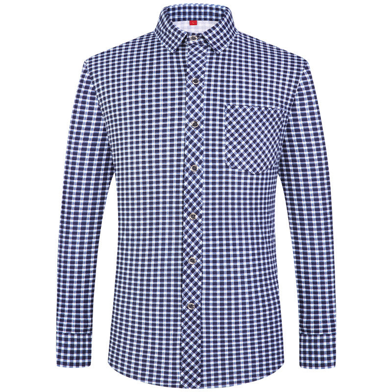 Men's Plaid Long Sleeve Shirt | Slim Fit Business Casual