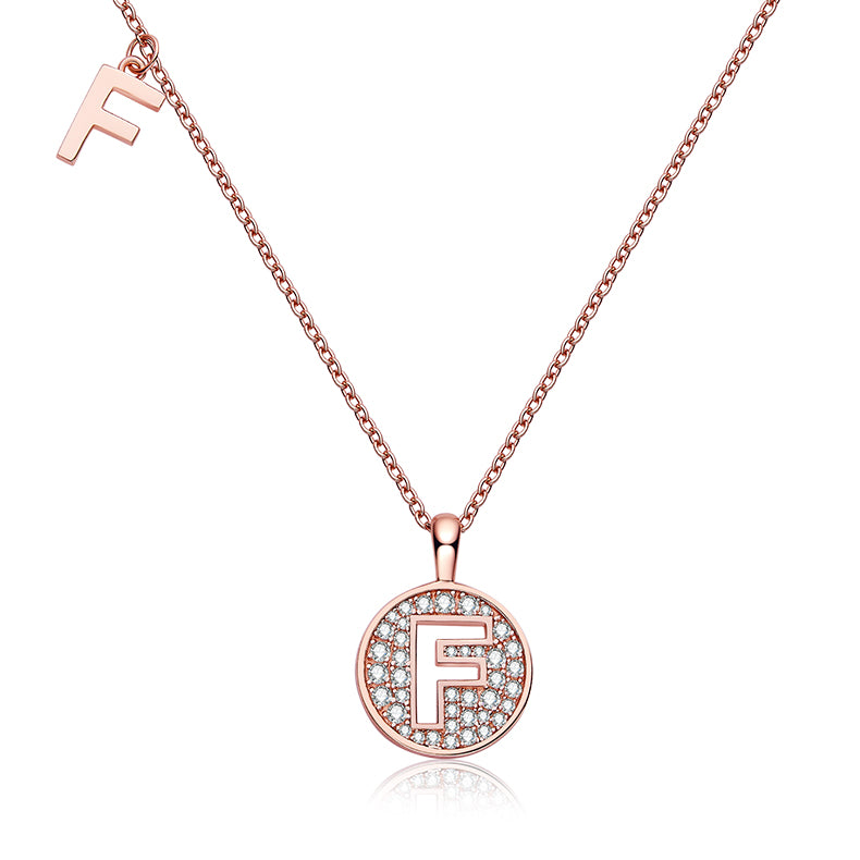 S925 Silver Moissanite Letter F Necklace | GRA Certified