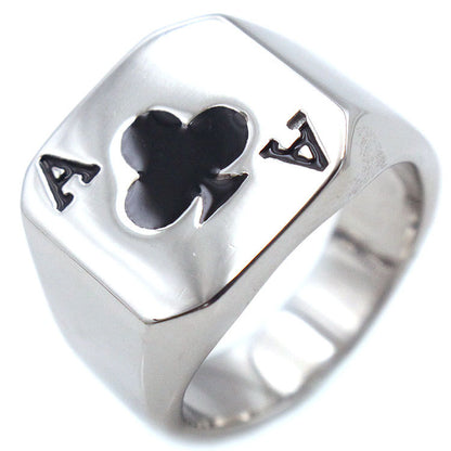 Men's 316L Titanium Steel Spades Ace Poker Ring – Statement Band Steel, Gold & Silver