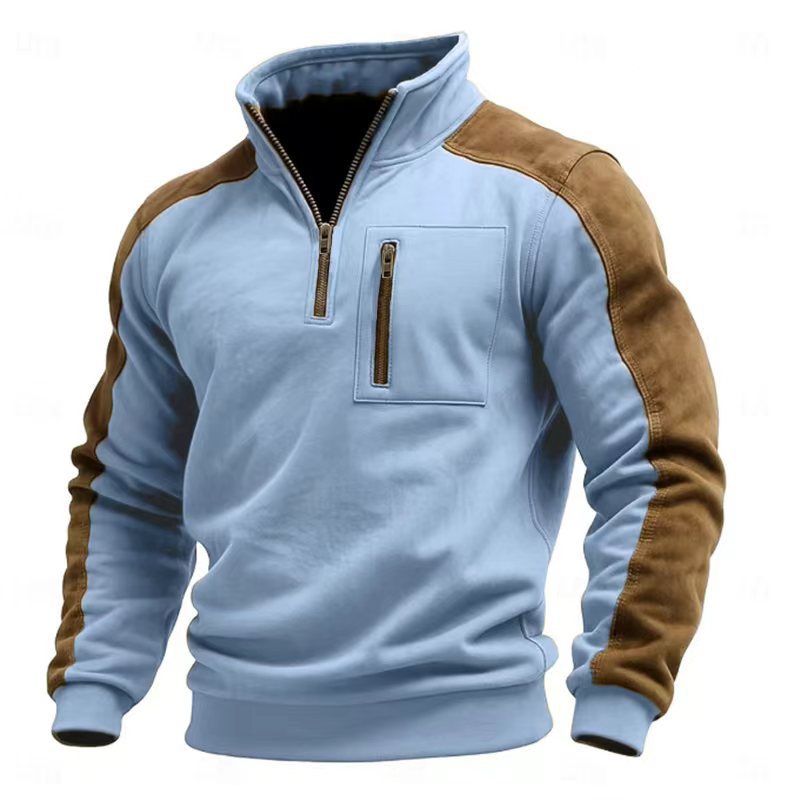 Men's Stand Collar Zip-Up Sweatshirt | Loose Fit | S–3XL