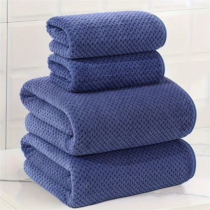 Coral Fleece 4-Piece Bath Towel Set | 8 Bold Colours | Soft & Absorbent