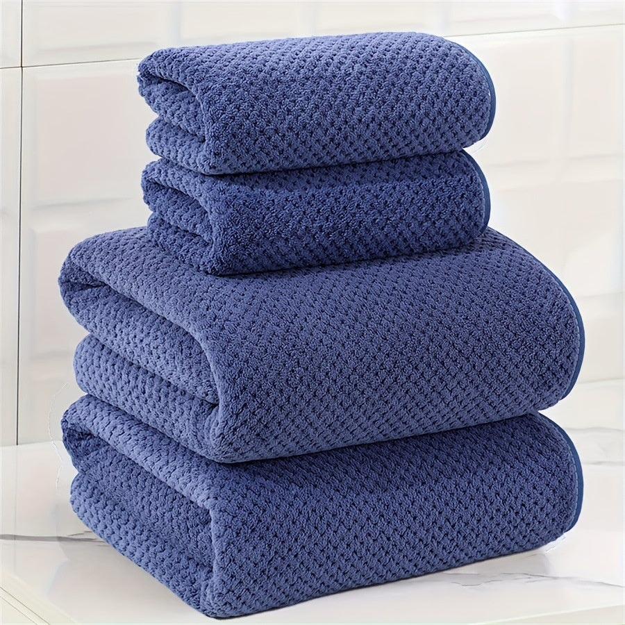 Coral Fleece 4-Piece Bath Towel Set | 8 Bold Colours | Soft & Absorbent