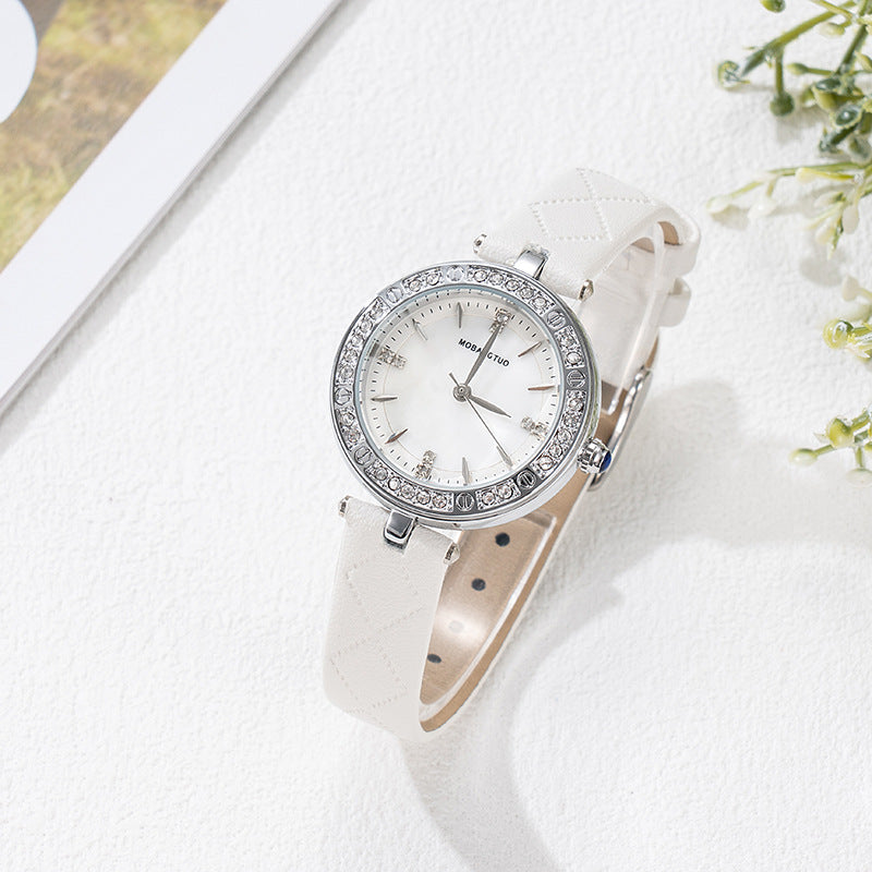 Women's Mineral Glass Quartz Watch | Roman & Diamond Dial