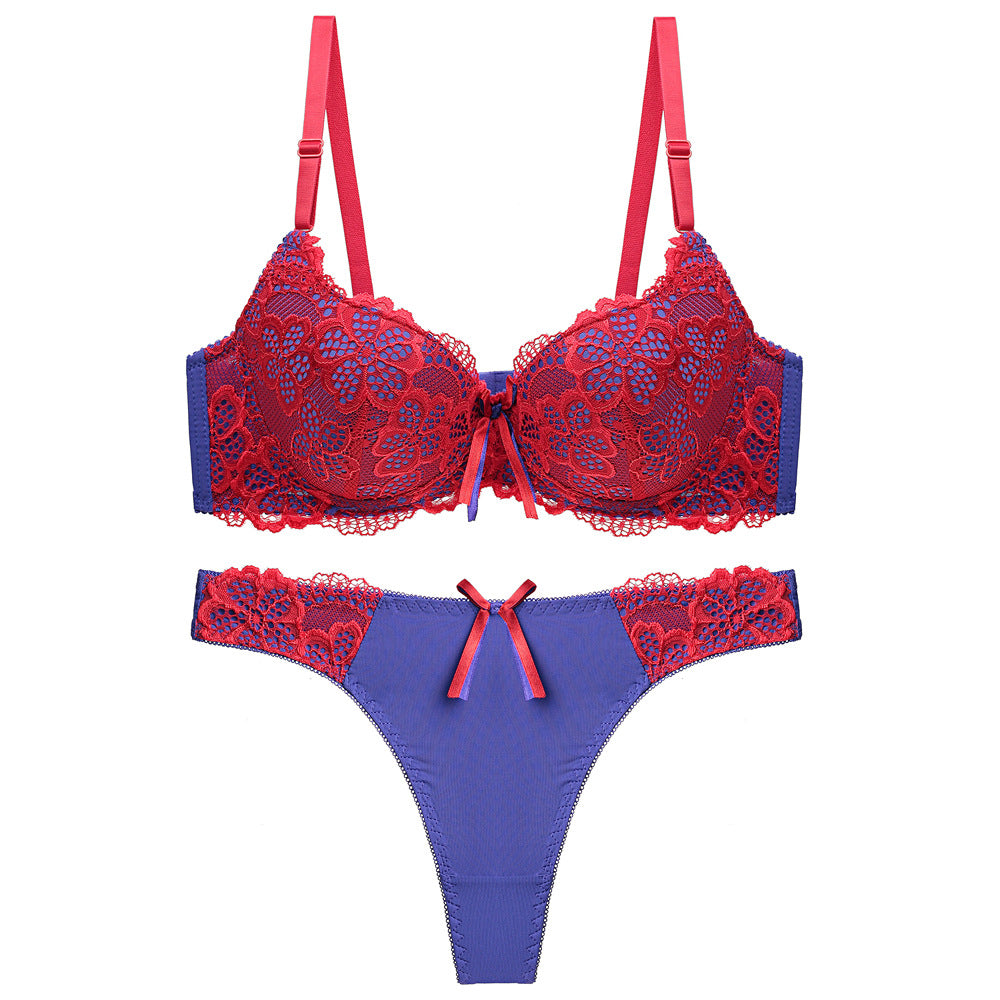 Women's Push-Up Lace Bra Set | Adjustable Detachable Strap