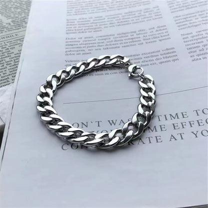 Men's Silver Cuban Chain Bracelet | Titanium Steel