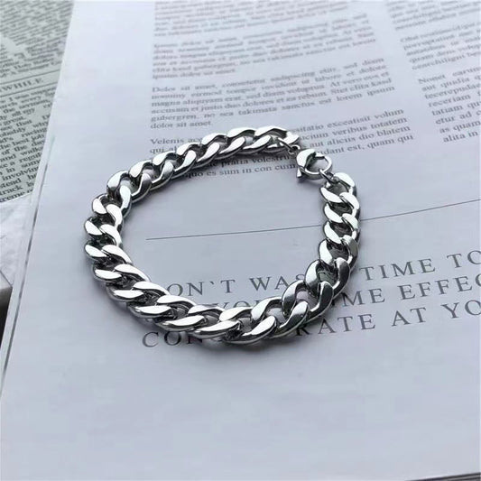 Men's Silver Cuban Chain Bracelet | Titanium Steel