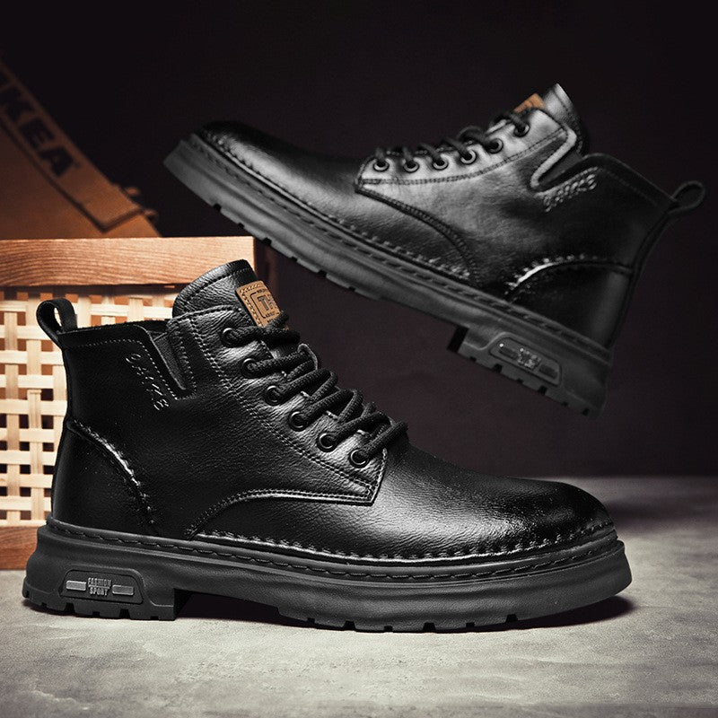 Men's Martin Boots | Chunky Sole Mid-Calf Lace-Up
