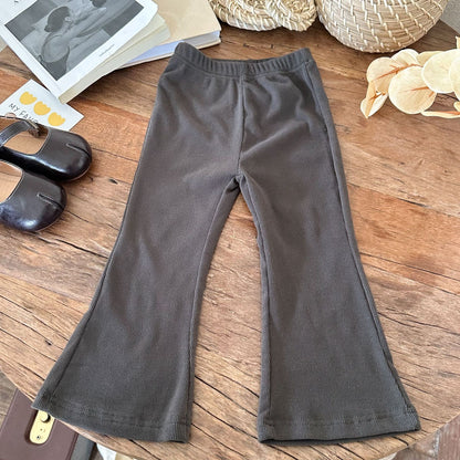 Girls' High-Waist Knitted Flared Trousers